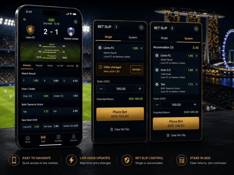 Singapore football betting matchday wallet